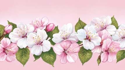 Naklejka premium Beautiful Cherry Blossom Floral Arrangement on Soft Pink Background