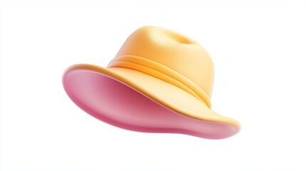 Fototapeta premium Colorful Soft Hat with Pink and Yellow Design on White Background