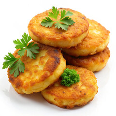 delicious fried potato patties isolated