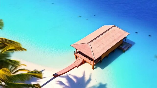 Wooden bungalow on a paradise islan