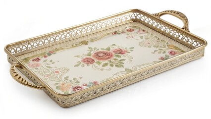 Decorative Serving Tray with Floral Design