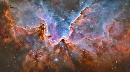 Majestic Cosmic Landscape with Vibrant Nebulae and Glowing Stars in the Vast Universe