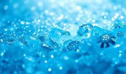 Icy blue diamonds sparkle like glacial treasures, set against a shimmering silver and pale blue backdrop.