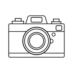 Minimalist Photography Camera Icon with Retro Lens and Clean Line Drawing