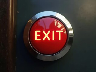 Red exit button lighting up, showing the way out