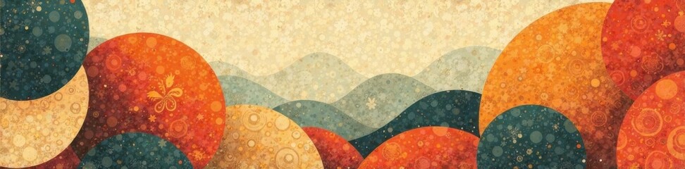 Vintage-inspired geometric shapes in muted earth tones, abstract, earthy, banner