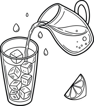 pouring drink into glass with ice clip art preview