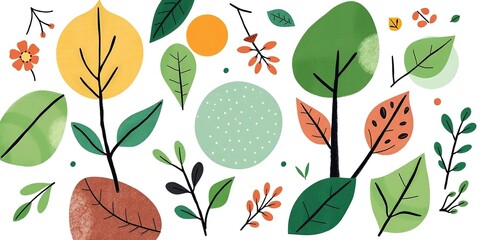 Eco-Inspired Art on Abstract Canvas