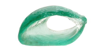 Translucent glass sculpture art studio decorative object minimalist environment side view transparent background