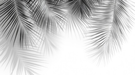 Palm leaf shadows on white background; summer design