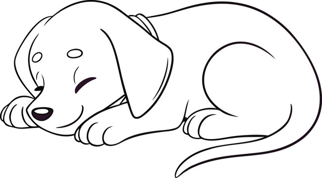 recommend clip art: Adorable Sleeping Puppy, Line Art, Canine, Drawing, Pet, Dog, Cute, Illustration, Resting, Sweet