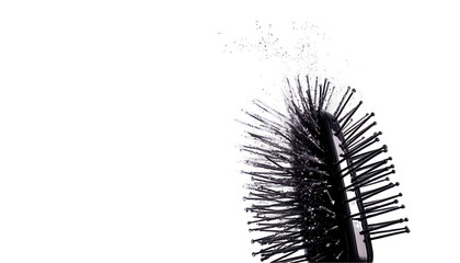Dynamic hair brush action studio minimalist close-up transparent background