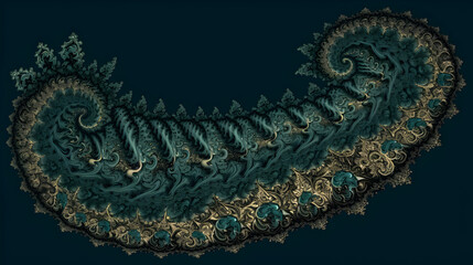 Obraz premium Exploring intricate fractal structures revealing infinite patterns and mesmerizing designs in a dark background