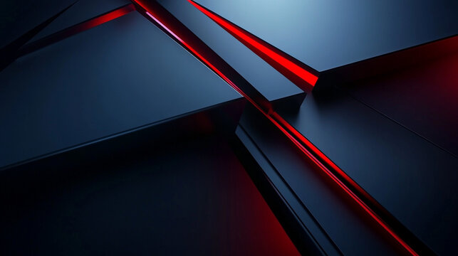 Intricate patterns of light and shadow create a striking abstract composition with bold red accents