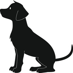 Black Labrador Puppy Silhouette, Sitting, Canine, Dog, Pet, Animal, Illustration, Graphic, Vector, A