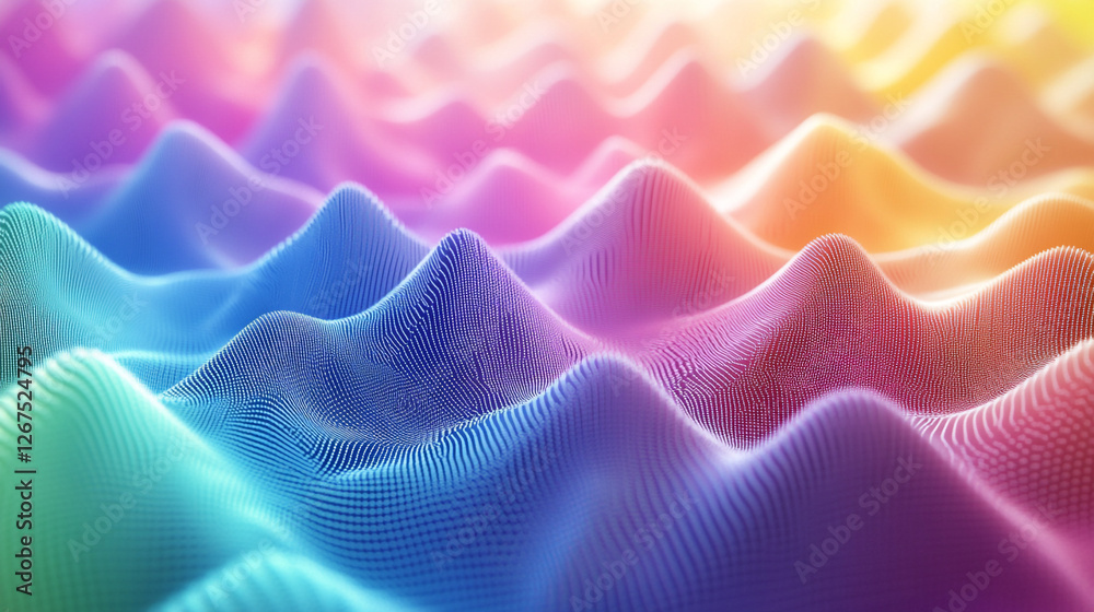 Poster vibrant waves of color creating an abstract landscape of texture and movement in a mesmerizing displ