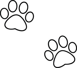 Simple Black Outline Paw Prints, Canine, Feline, Animal Tracks