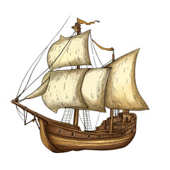 Majestic wooden sailing ship adventure on the open sea nautical exploration