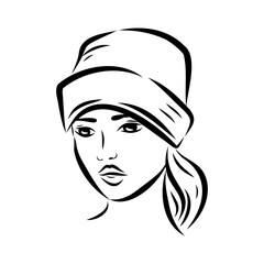 model girl's head, vector sketch. Fashion illustration. Woman's Hair Style