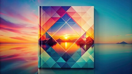 Fototapeta premium Minimalist modern cover featuring vibrant abstract background, double exposure effect and geometric shapes; perfect for books, albums, or brochures.