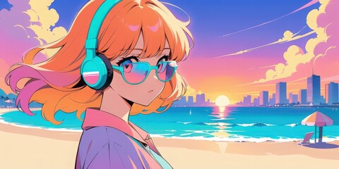 Collection of 1980 anime illustration LOFI music cover and banner, sadness, dreams, peace, mindfulness, sleepless emotion.