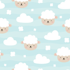 Animals Cute Seamless Pattern, adorable design for kids, vector illustration