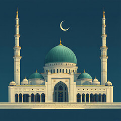 Obraz premium Stunning Illustration of a Majestic Mosque at Night