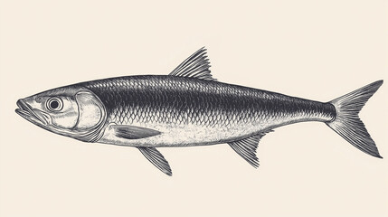 Fototapeta premium Detailed vintage fish illustration for nautical decor or educational use
