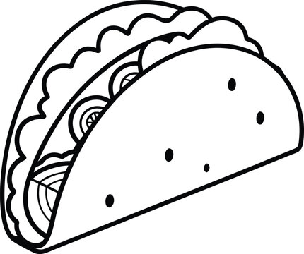 recommend clip art: Delicious Mexican Taco Line Art Simple Food Illustration