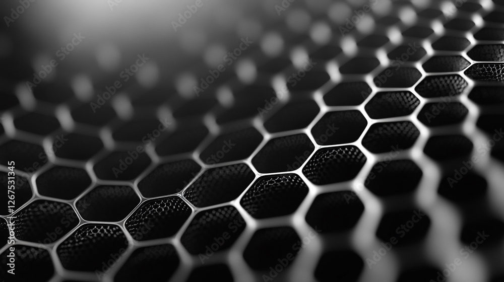 Poster intricate patterns of hexagonal cells create a mesmerizing texture resembling a futuristic design in