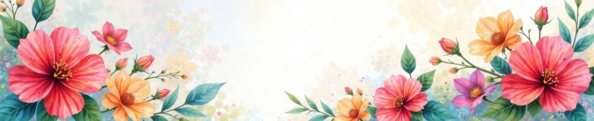 Fototapeta premium Watercolor background with colorful floral patterns, watercolors, designs,