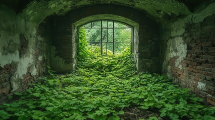 Breathe, greenery, hope in ruins