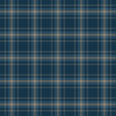 Plaid with twill weave repeat pattern in dark blue.Gingham seamless pattern with stripes.Checkered tartan Geometric graphic vector illustration background.