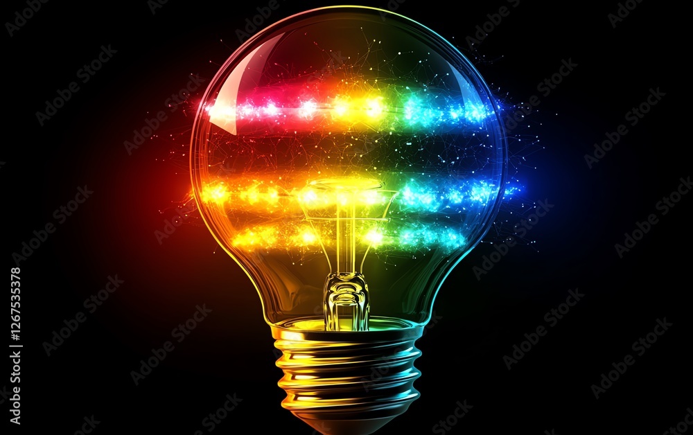 Canvas Prints Abstract light bulb form representing conceptual ideas, glowing light bursts, colorful energy streams, futuristic design, interconnected thought patterns, and creative illumination