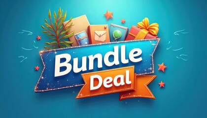 Colorful promotional graphic featuring a bundle deal with gifts and packages on a vibrant background