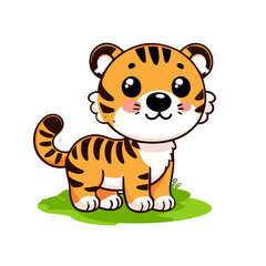 A Cute Tiger on the grass