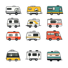 Fototapeta premium Colorful Retro RVs Ready for Adventure Fun Travel