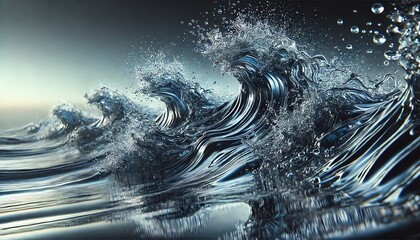 A hyper-realistic scene capturing highly turbulent, splashing water waves in motion