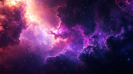 Obraz premium Vibrant cosmic clouds swirl in a dazzling display of colors across the night sky