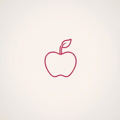 Obraz premium Simple red apple icon on light gray background. Possible use Education, health, nutrition, fruit icons