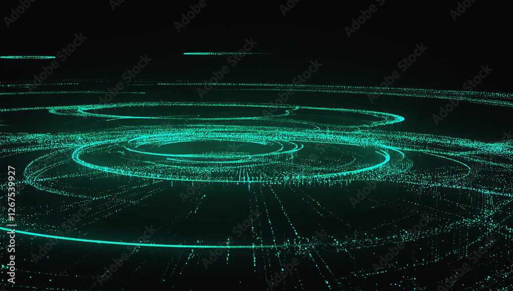 Wall mural abstract digital ripple: a captivating abstract digital artwork features a mesmerizing ripple effect
