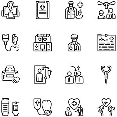 Healthcare set of web icons in line style. Medicine and Health Care linear icon collection..........