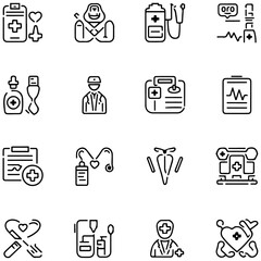 Healthcare set of web icons in line style. Medicine and Health Care linear icon collection.........