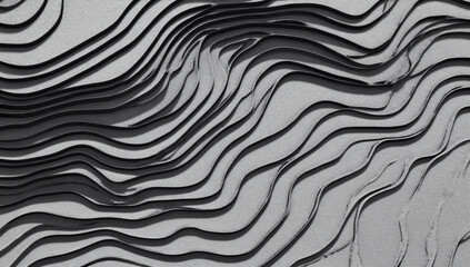 Obraz premium Abstract Wavy Lines: A captivating abstract composition of sleek, flowing lines in shades of gray, creating a mesmerizing visual experience of depth and movement. 
