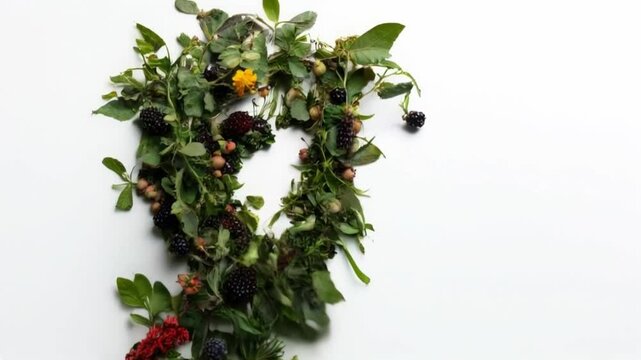 An eco-friendly green sculpture of a plant man disintegrates into leaves