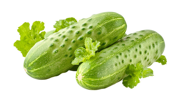 Fresh green cucumber isolated on a transparent background, showcasing the healthy, organic vegetable ideal for clean eating, vegetarian meals, and healthy recipes.