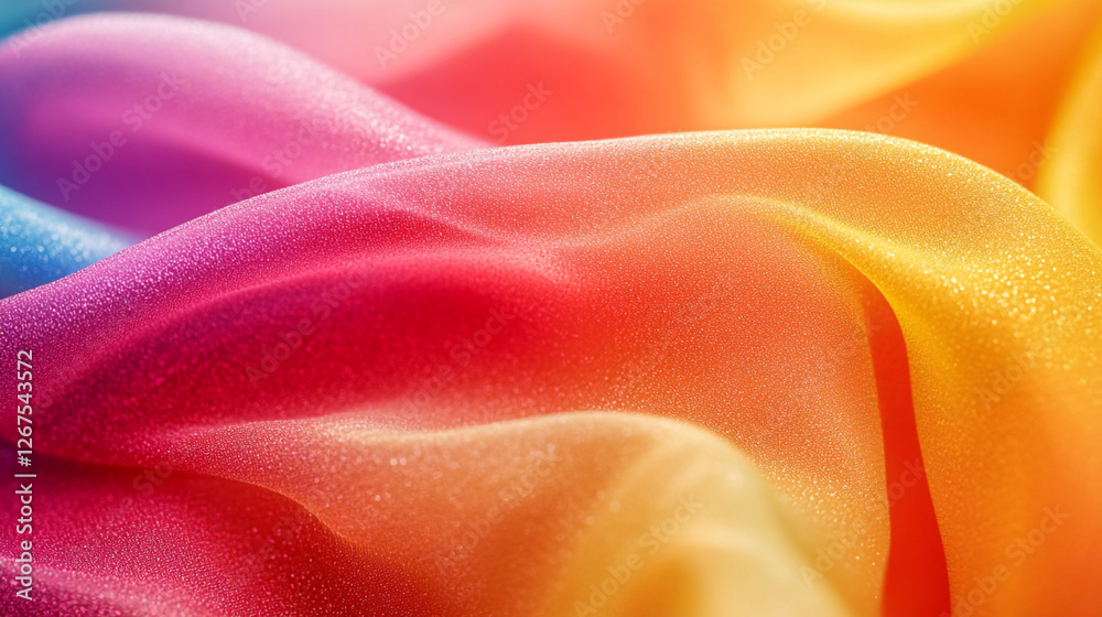 Poster vibrant fabric draping in a spectrum of colors creating a mesmerizing visual masterpiece
