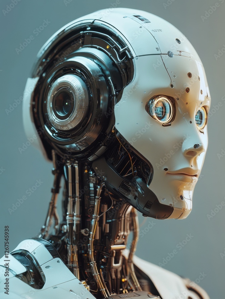 Poster artificial intelligence robot, technology background, 3d robot created with generative ai