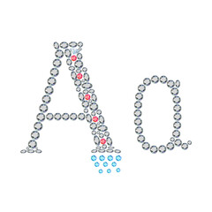 English language uppercase, small gemstone set letter, isolated on background