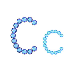 English language uppercase, small gemstone set letter, isolated on background